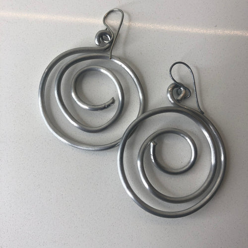 Spiral silver tone earrings
